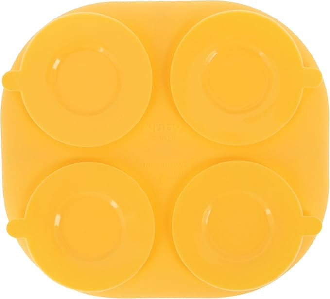 Nuby Silicone Rectangle Suction Plate with Lid - Dishwasher-Safe Baby and Toddler Plate - 6+ Months - Blue and Yellow - Back to School Essentials