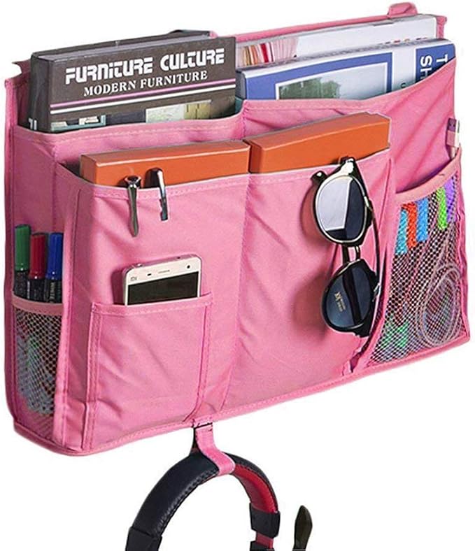 Sugaroom Bedside Storage Caddy, Bunk Bed Organizer Bed Storage Pocket Bedside Organizer Hanging Bed Storage Caddy for College Dorm Room, Hospital Bed Rails, Baby Bed, Camp (Pink)