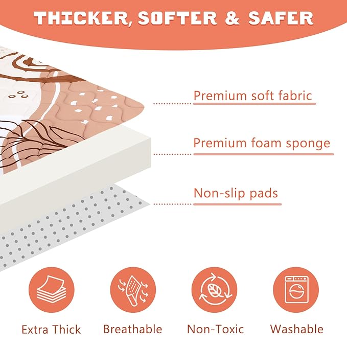Baby Play Mat, Toodler Floor Mat 59 x 71 inch, Extra Thick Foam Non-Slip Washable,Crawling Cushion for Tummy Playing