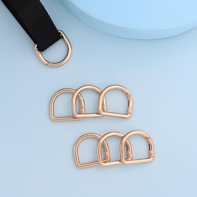 10pcs Metal D Ring Spring Key Hooks Keyring Clip for Keychain Buckle, Backpacks Handbag Purse Hardware, DIY Crafts