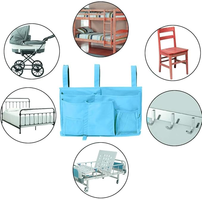 Sugaroom Bedside Storage Caddy, Bunk Bed Organizer Bed Storage Pocket Bedside Organizer Hanging Bed Storage Caddy for College Dorm Room, Hospital Bed Rails, Baby Bed, Camp