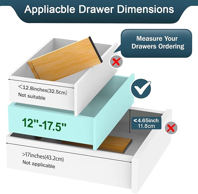 Lzerking Dresser Drawer Organizers 4.65" High, Adjustable from 12-17.5" Bamboo Deep Drawer Dividers, Expandable Organization for Clothes, Dressers, Bedroom, Kitchen Storage