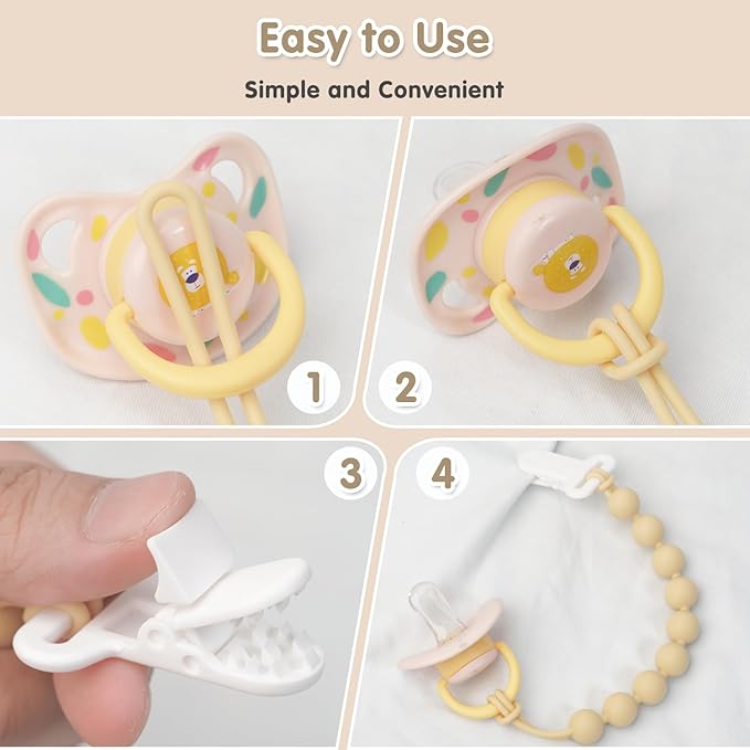 Pacifier Clips Baby Girls - Draklary 4 Pack Paci Clip Silicone Soothe Baby Binky Holder for Newborn Essentials Shower Birthday Gift Scenes