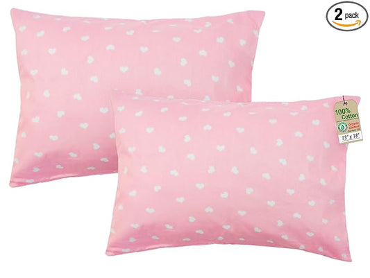 ZPECC Toddler Pillow with Pillowcase 2 Pack - 13x18 Organic Cotton Hypoallergenic Kids Pillow, Baby Essentials for Travel Crib Daycare Stroller (Intended for Age 2 and up) Love