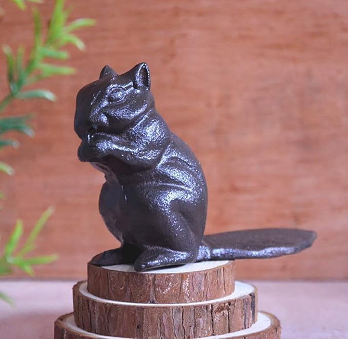 Chezmax Door Stopper, Cast Iron Security Door Stop Gate Wedge Door Holder, Decorative Vintage Heavy Duty Solid Door Stopper, Rustic Floors Decor for Home Patio Bar Office Bedroom, Squirrel Shape