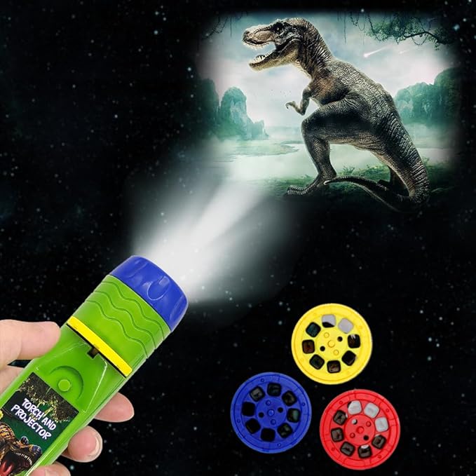 Pup Go 2 in 1 Dinosaur & Animal Torch and Projector Toy for Kids Ages 3 4 5 6 7 Years Old, Educational Learning Toys with 6 Discs 48 Images, Bedtime Night Light for Boys Girls Children (Dino+Animal)