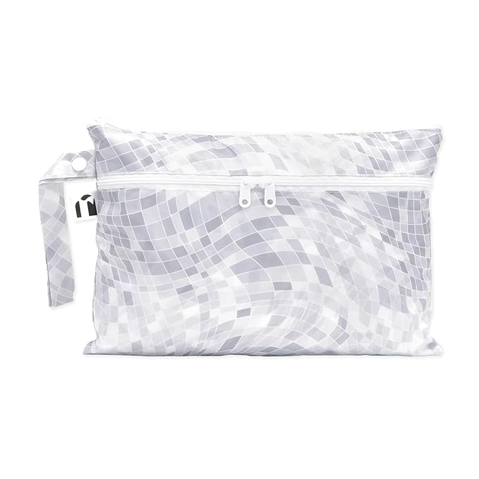 Bumkins Roamio Waterproof Wet Dry Clutch Bag for Baby, Travel, Swim Suit, Cloth Diapers, Pump Parts, Pool, Gym Clothes, Toiletry, Hook to Stroller, Pack for Daycare, Zip Pack Pouch, Disco Ball Gray