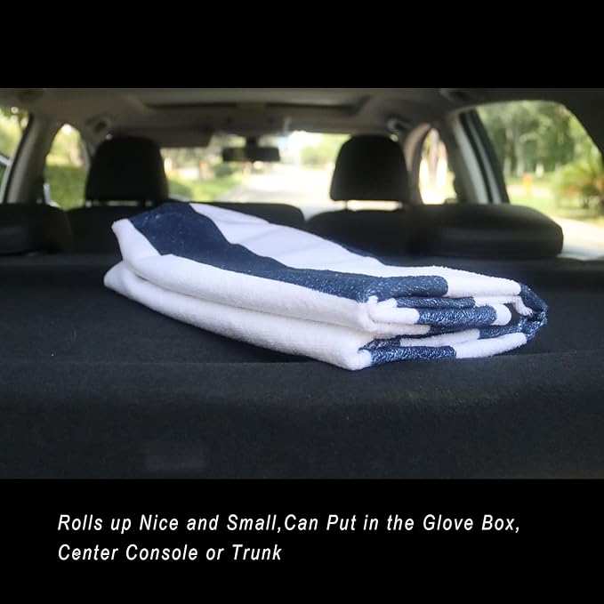 LoyaGour Car Seat Cover Protector Front Seats,for Gym Workout,Running,Swimming,Beach and Hiking,Waterproof Sweat Towel Bucket Seat Covers for Cars SUV Trucks (Blue Stripe, 2Pcs)