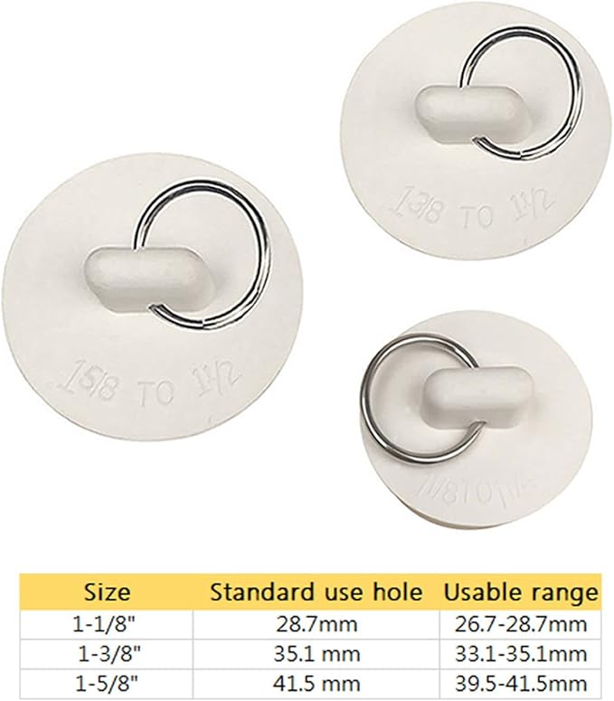 Rubber Tub Drain Stopper Bath Sink Plumb Fits Drain Set 3