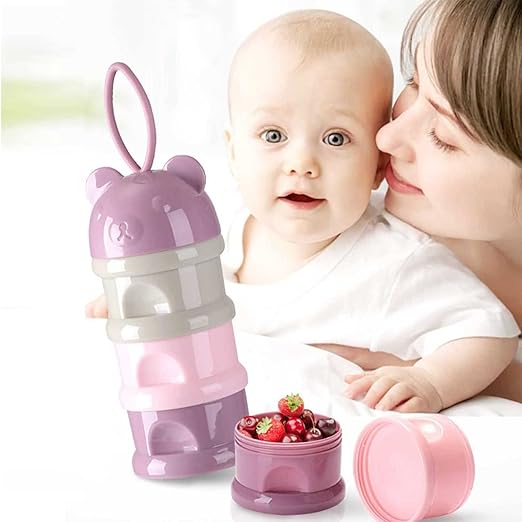 2 PCS 4-Layer Baby Milk Powder Dispenser, Stackable Formula Container for Travel, Portable Snack Storage Box