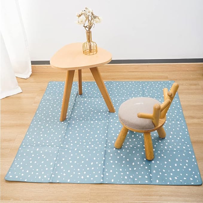 HappyFlute Splat Mat for Under High Chair/Art/Crafts/Playtime,Waterproof and Washable Splat Mat for Baby Feeding Supplies,43'x43' Square(Spot)