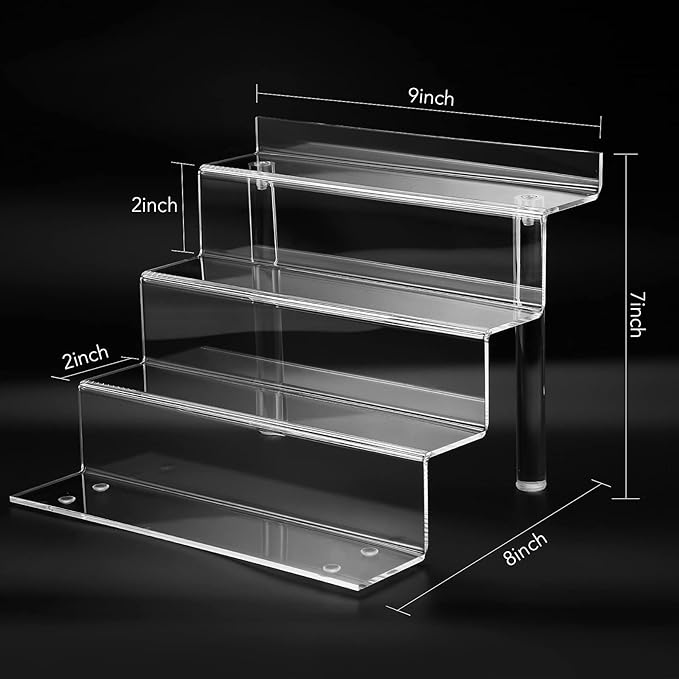 bigantss 9 Inch Acrylic Shelf for Perfume Organizer in 2 Pack, 4 Tier Funko POP Shelves, Cologne Organizer Tiered Riser Display Stand, Acrylic Display for Decoration