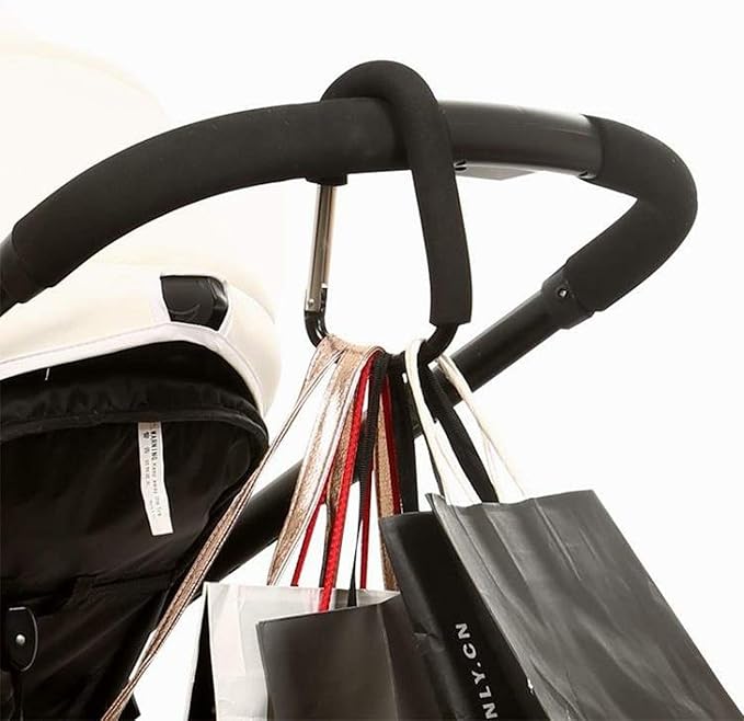 TGOOD Stroller Hooks-2pacs X-Large 16cm(6.3") of Multipurpose Hook Clips-for Mommy Shopping Bags,Baby Diaper Bags,Groceries,Clothing,Purse(Stroller Accessories-Black).