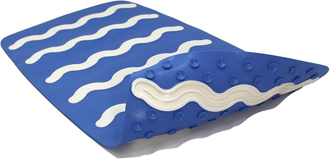 SafeLand Patented Non-Slip Bath, Shower, Tub Mat, TPR Material, Eco-Friendly, Non-PVC, Color Combo, Machine Washable, Durable, with Powerful Gripping Suction Cups, Wave-31 (17"x30")