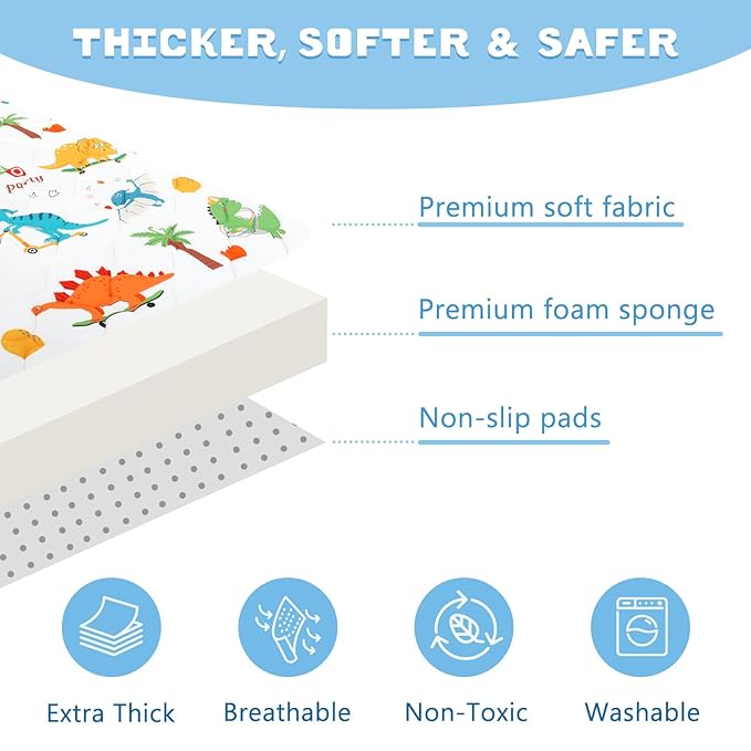 Baby Play Mat, Toodler Floor Mat 59 x 71 inch, Extra Thick Foam Non-Slip Washable,Crawling Cushion for Tummy Playing