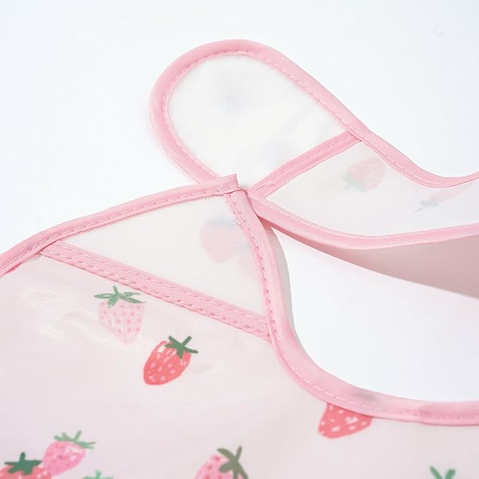 CoolaPeach 3-Pack Waterproof Baby Bibs for Eating - Lightweight Feeding Bibs, Mess Proof, Baby Essential Must Have for Eating