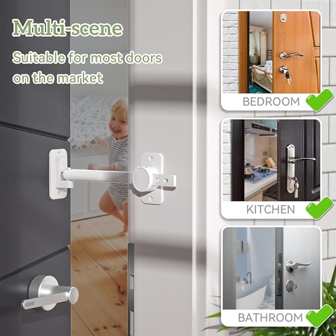 SAFELON 1Pcs Baby Safety Door Finger Pinch Guard, Door Lock & Door Stopper for Kids & Pets, Convenient Cats Entry, Adjustable Door Latch for Dogs No More Pet Gates