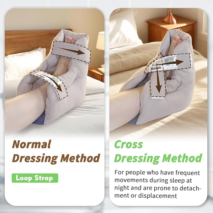 EZ Assistive 2pcs Heel Protector Cushion Foot Pillow Remove Pressure and Bedsores, Heel Protectors for Pressure Sores for Heal Protection, Khaki