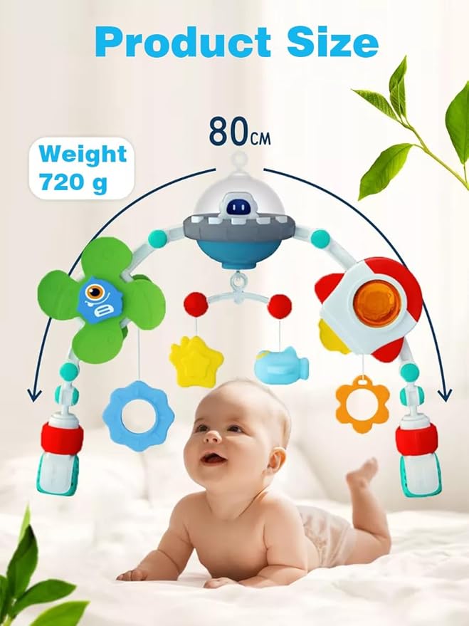 Pau1Hami1ton Baby Stroller Arch Toys, Car Seat Toys,Bouncer Toy Bar/Mobile for Bassinet,Adjustable Baby Hanging Toys Fit for Crib Bed,Stroller.S-19(Spacecraft)