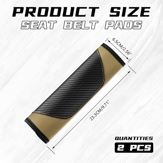 2PCS Car Seat Belt Cover Pad, Soft Carbon Fiber Leather Seatbelt Shoulder Protector for a More Comfortable Driving, Universal Safety Belt Strap Cover to Protect Your Neck (Beige)