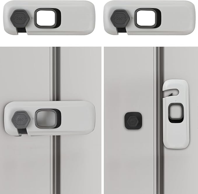 2Pack Child Proof Refrigerator Lock,Fridge Locks for Kids with Sticky Adhesive Pads,Baby Safety Locks for Fridges, Cabinets, Drawers, Double Doors and More (2 Pack)
