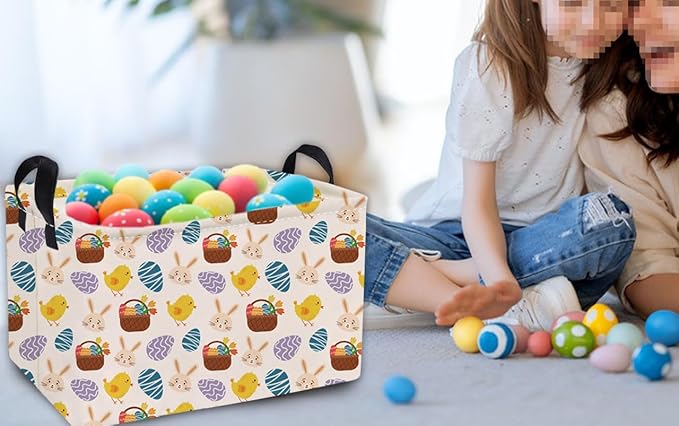 Essme Rectangular Easter Basket - Kids Easter Gift with Handles, Shelf Basket, Toy Organizer