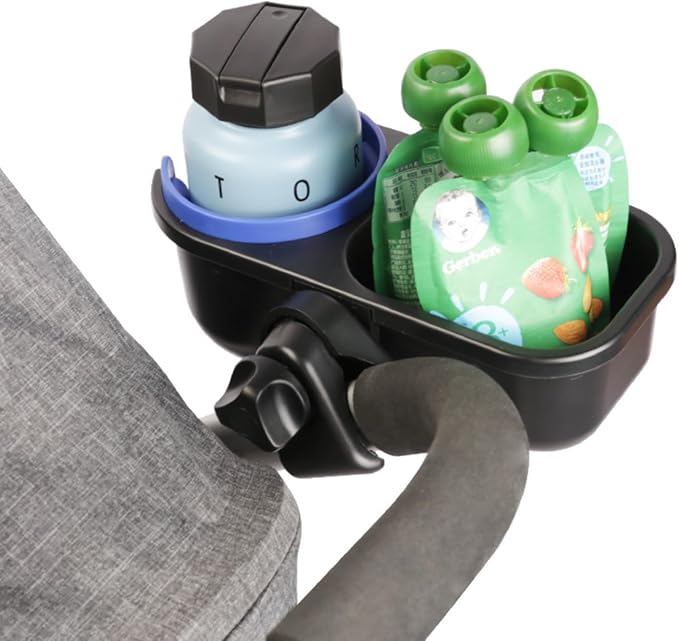 LUFFCABO Universal Snack Tray for Stroller with Stroller Cup Holder, Universal Stroller Snack Tray with Cup Holder, Stroller Tray Attachment and Stroller Accessories