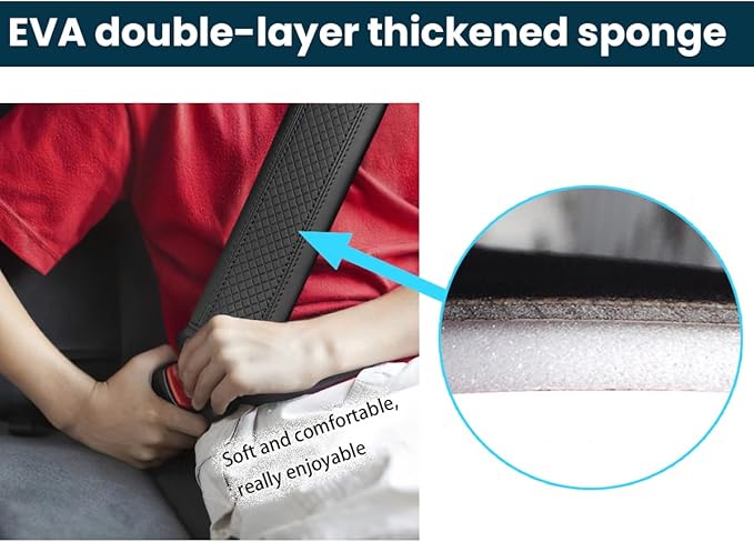 Car Seat Belt Pads, 2 Pack Fiber Leather Seatbelt Shoulder Strap Covers, More Comfort Driving & Protect Your Neck, Universal Safety Strap Cover for Auto SUV Truck Airplane Backpack (Black)