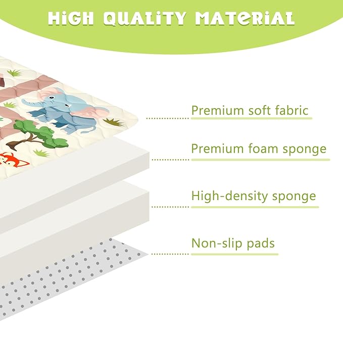 Baby Play Mat for Floor 59 * 71 inch, Extra Thick Soft Cushioning Foam Mat for Kids, Non Slip & Washable Crawling Mat for Toddler, Padded Play Mat for Baby Tummy Time