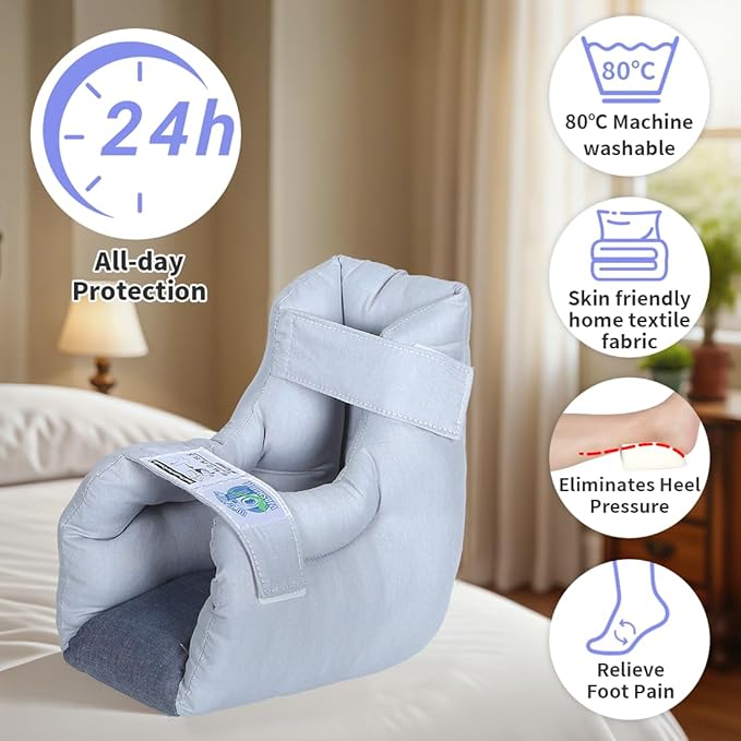 EZ Assistive 1pc Heel Protector Cushion Foot Pillow Remove Pressure and Bedsores,Heel Protectors for Pressure Sores for Heal Protection (Gray, Standard)