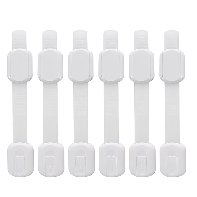 Child Safety Latches Cabinet Locks (6-Pack) Baby Proofing Baby Proofing Set Strong Adjustable Child Locks Suitable to Lock Door,Fridge,Toilet seat,Cabinet,Drawer,Oven Window