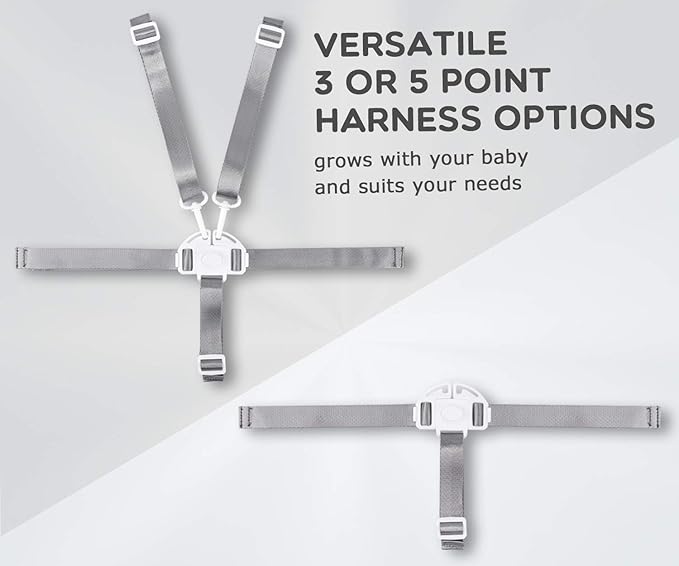 Minnebaby High Chair Straps - Replacement 5-Point Harness for Baby High Chairs, Adjustable 3 or 5-Point Harness, Durable and Comfortable, Easy-to-Use Buckle, Universal Fit
