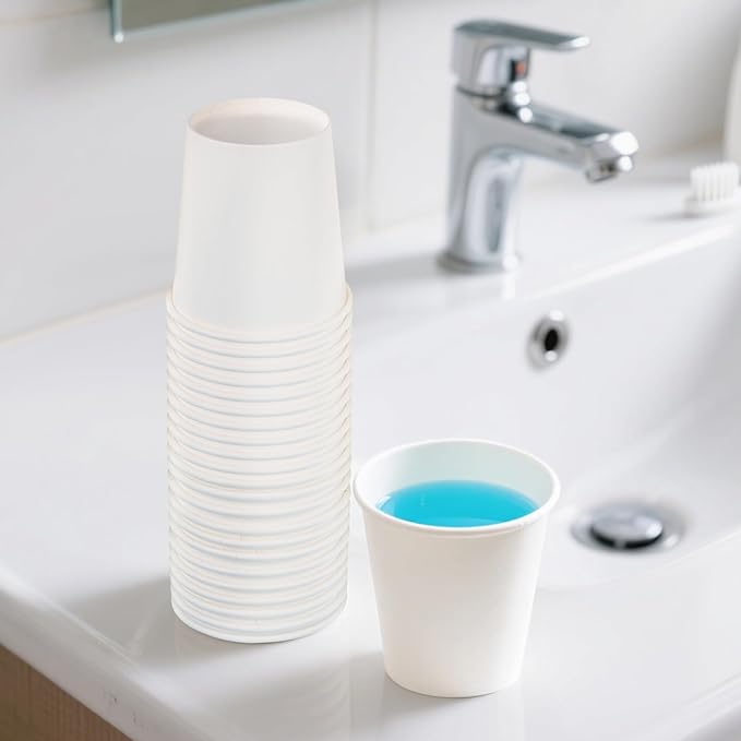Huifany 100 Pack 5 oz Paper Cups, Small Bathroom Cups Disposable Paper Cup for Mouthwash,Hot/Cold Beverage Drinking Cup for Party, Picnic, BBQ, Travel and Event