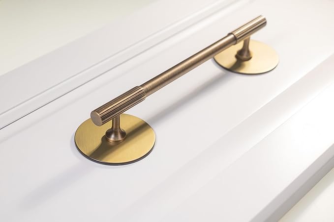 trust4care 4-Pack Large Brushed Antique Brass Backplate for Cabinet Knobs, 2-1/3" Thick Round Rosette Back Plate for Bifold Doors & Closet Doorknobs, Weather Gold Finish Metal Washer Sheets