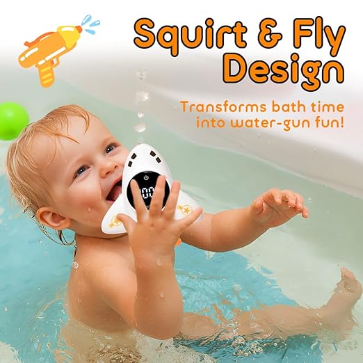 Baby Bath Thermometer with Floating Toys - Digital Water & Room Temperature Monitor, Rechargeable Thermometer with Alerts for Newborn Bath Essentials, Infant Safety(TKYCD008)