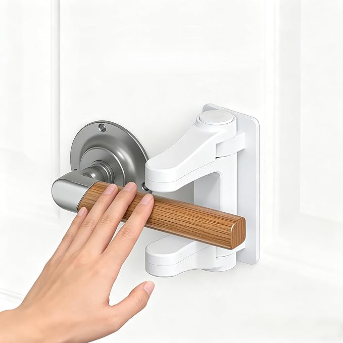 child safety door lever locks (4-pack) – specially designed for door handles to prevent infants and toddlers from accidentally opening doors.