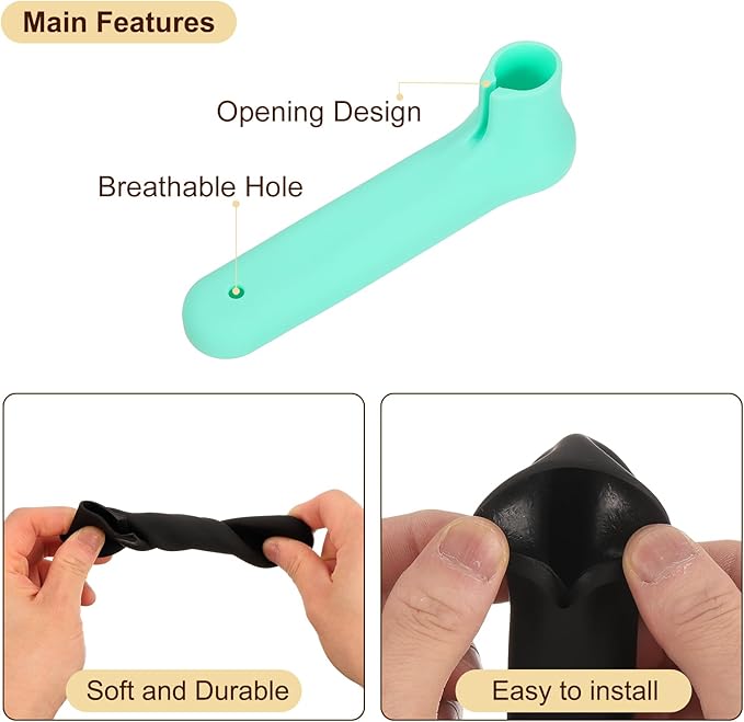 uxcell 2Pcs Silicone Door Handle Covers, Silicone Anti-Static Door Knob Cover Anti-Collision Door Handle Protector for Flat Door Handle Lever, Green