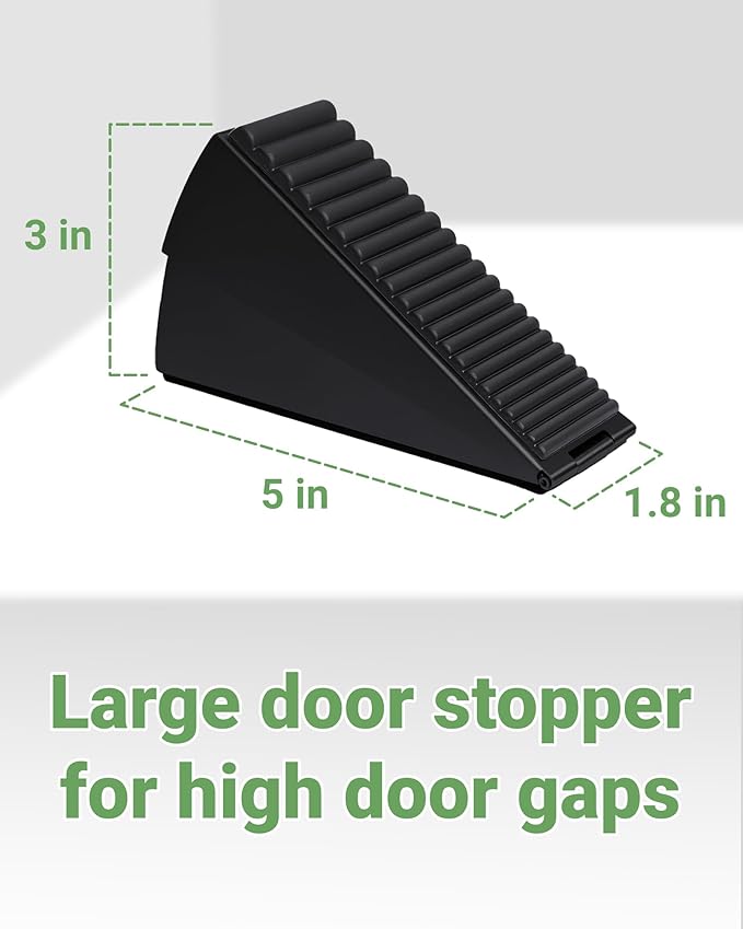 Large Door Stopper - Metal Door Wedge, Tall Door Stopper, Spring Rubber for Extra Strong Grip (Black, 1 Pack)