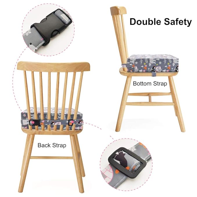 Toddler Booster Seat for Dining Table,Chair Increasing Cushion for Baby Kids,Portable Dismountable Adjustable Highchair Booster(Dark Grey)