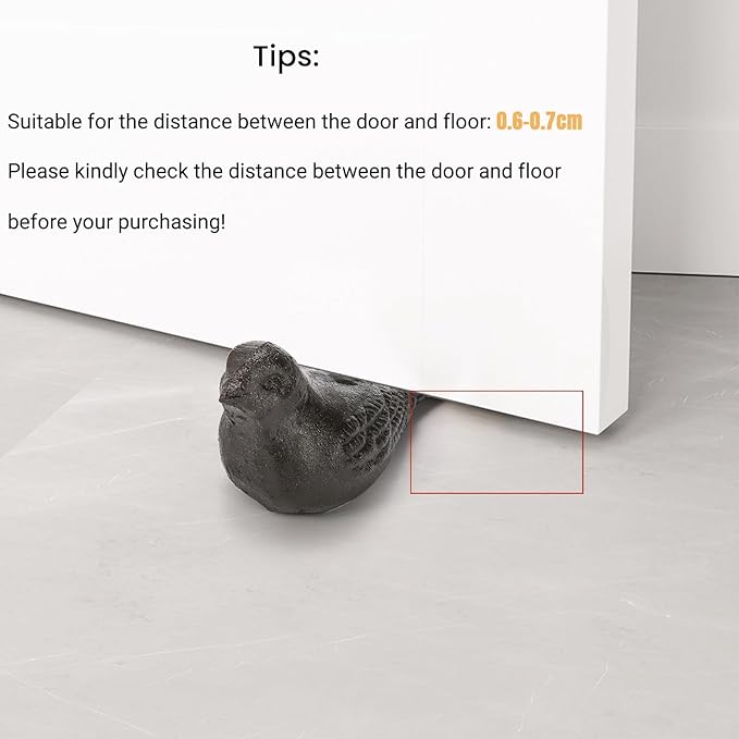 ZOOFOX 3 Pack Cast Iron Door Stopper, Decorative Door Stop, Heavy Duty Rustic Bird Door Stop Wedge for Carpet, Tile, Concrete or Wooden Floor