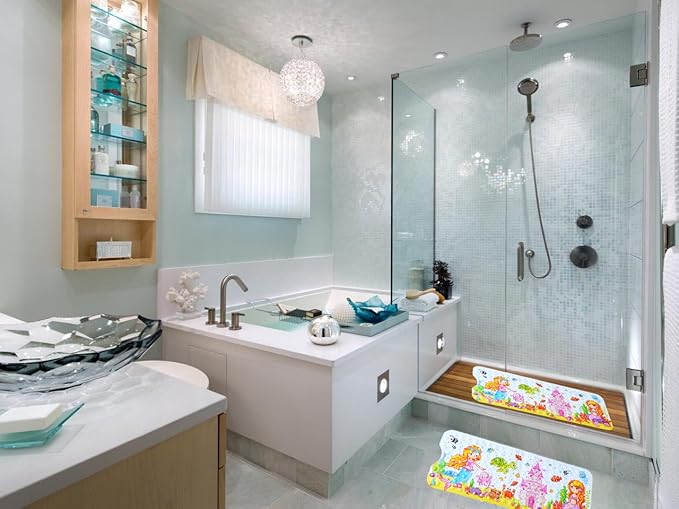 Non Slip Bath Mat for Inside Bath for Kids Girls and Boys, Cartoon Sea Animal Bathtub Mat Shower Mat, Bathroom Mat Anti Slip with Suction Cup Machine Washable Long 40 X 16 Inch, 100 x 40cm - Mermaid