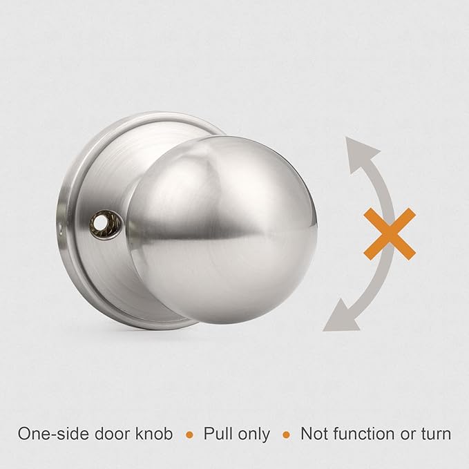 Probrico 8 Pack Dummy Door Knobs Brushed Nickel Finish, One Side Dummy Lever, Stainless Steel Half Handle for French Doors, Round Ball Knob