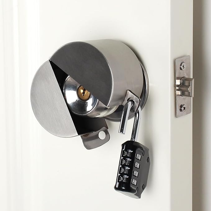 Door Handle Lock Device - Prevents Turning of Door Knob and Access to Keyhole