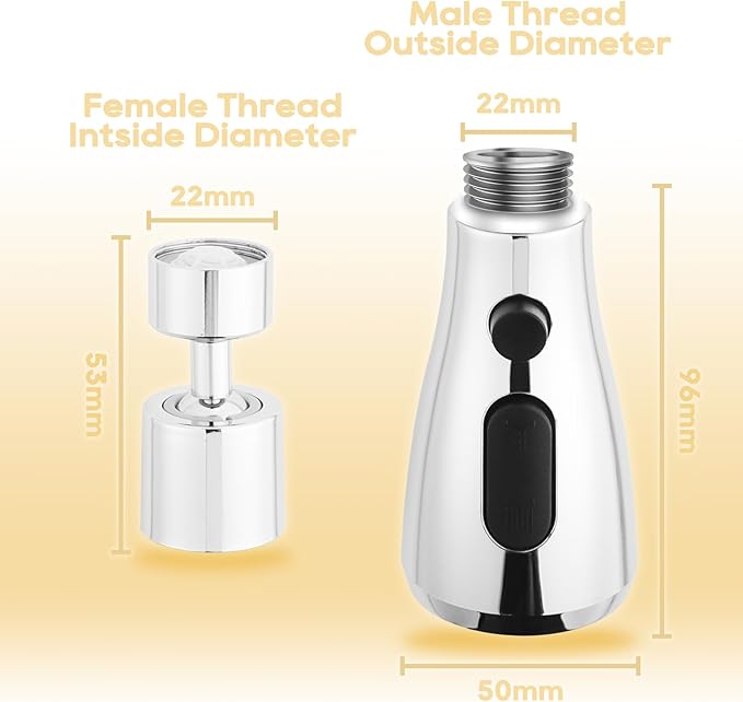 Longing Home 3 Function Sink Extender, Kitchen Faucet Sprayer Head & Swivel Spout Connector - Silver