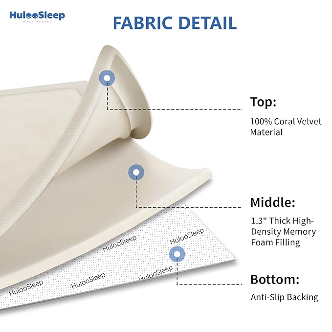 Huloo Sleep Ultra Soft Baby Play Mat for Floor,1.3" Thick Elasti-Foam 47x47 Play Mat for Playpen,Water-Repellent Coral Velvet for Tummy Time, Non-Slip Backing Safe for Toddlers & Infants（Cream）