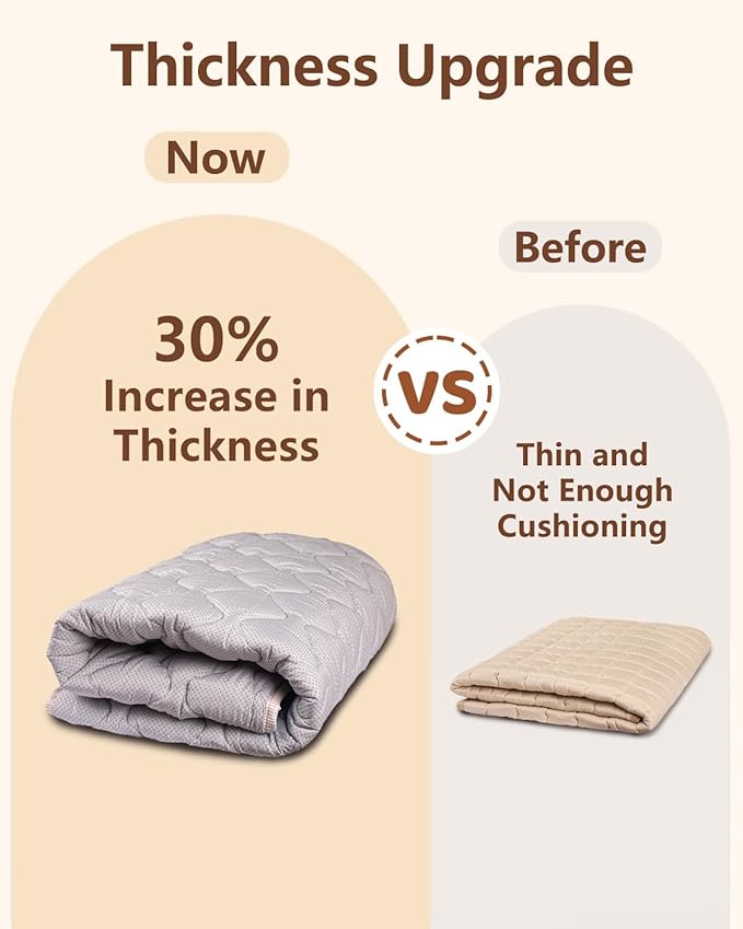 Baby Play Mat, 50x50 Mat with Super Soft Touch, Activity Mat with Upgraded Anti-Slip Bottom, Machine Washable Crawling Mat for Floor & Picnic(Beige Line)