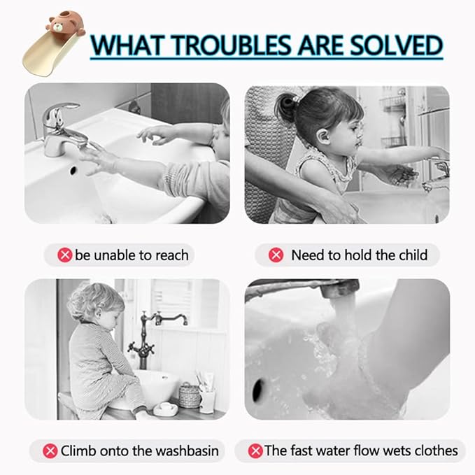 DLUCKY Faucet Extender for Sink Easy Use Sink Faucet Extenders with Temperature Sensitive for Toddlers, Kids Hand Washing Faucet Extension for Bathroom Sink, Kitchen, Brown*2
