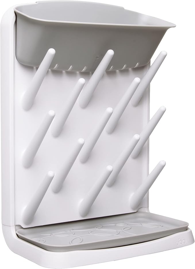 Ubbi Vertical Baby Bottle Drying Rack, Space Saving Countertop Drying Rack Baby Organizer, Gray