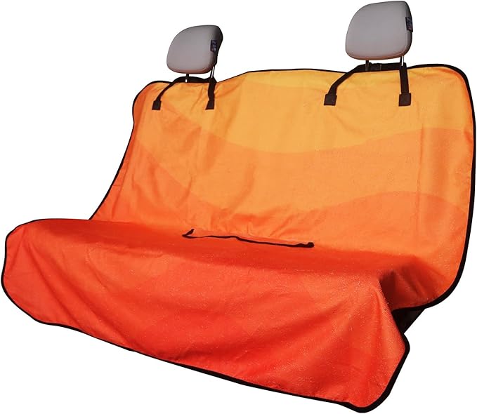 LoyaGour Back Seat Cover for Car Trucks Van SUV,Waterproof Rear Bench Towel Seat Covers for Dogs and Kids,Automotive Backseat Protector (Orange)