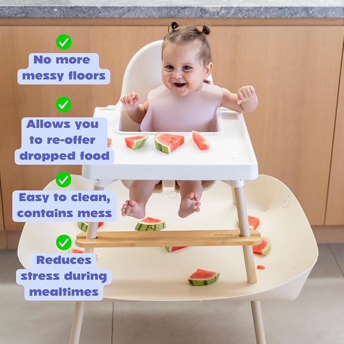 CATCHY -Food Catcher-Compatible with IKEA Antilop High Chair + 12 Other High Chairs- Highchair Sold Separately -Baby & Toddler Food & Mess Catcher-Premium Linen Inspired - Under High Chair Accessory